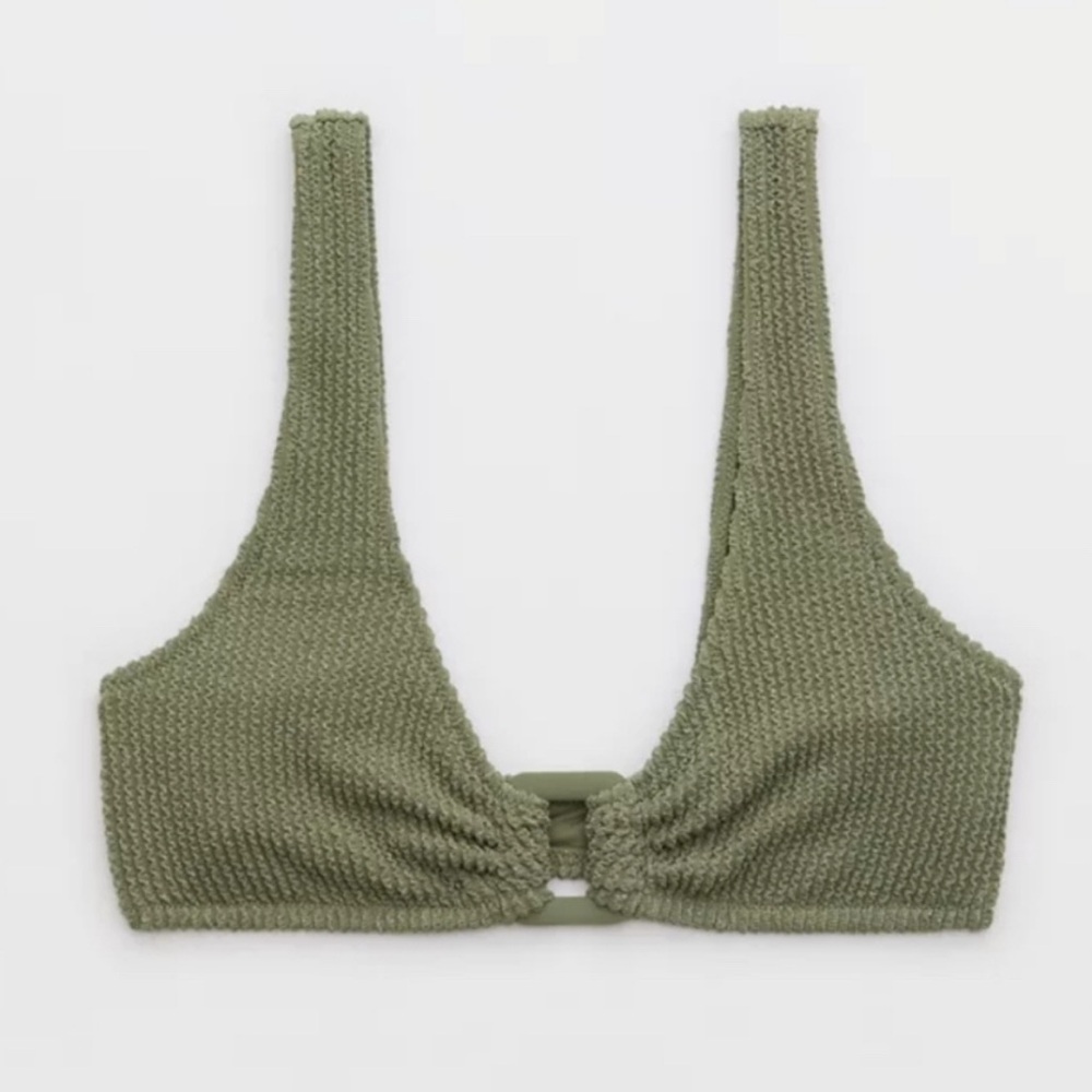 NWT Aerie Shimmery Crinkled Ring Wide Strap Scoop Bikini Top